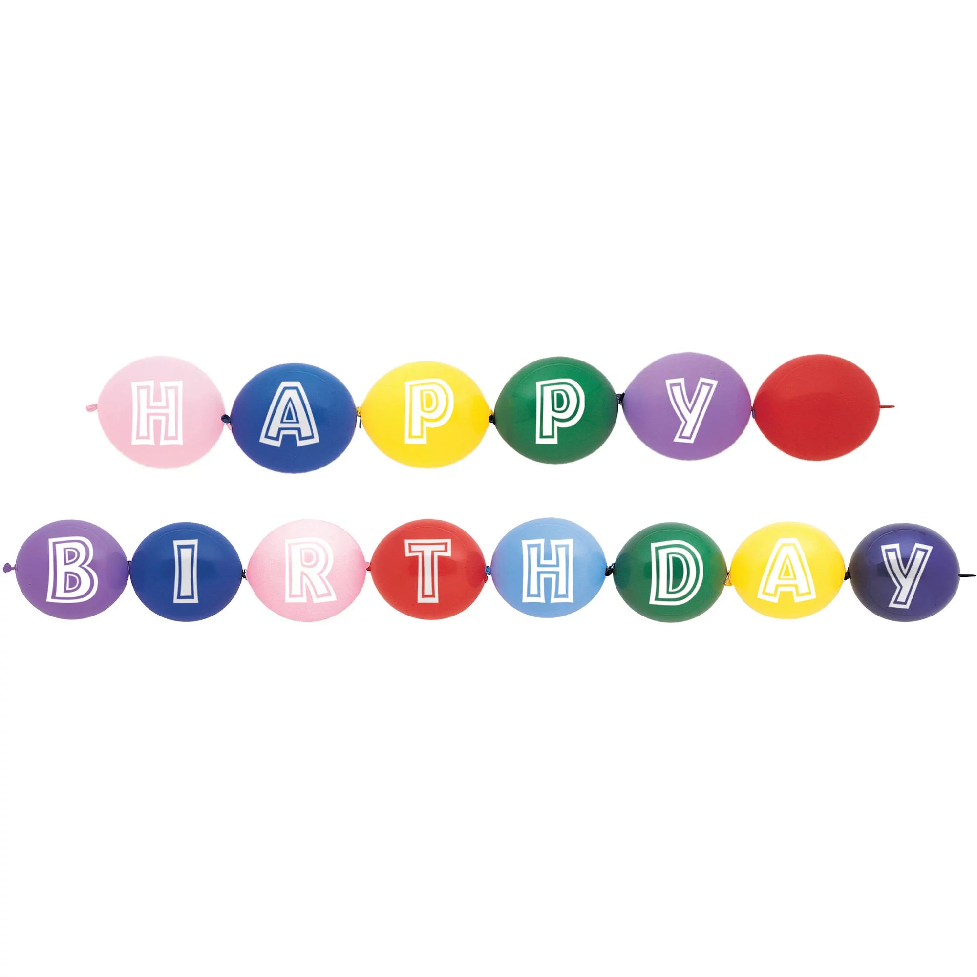 Unique Party Latex Happy Birthday Linking Balloons (Pack of 14) (Multicoloured) - SG35033