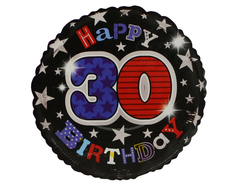 Simon Elvin Star Pattern Happy 30th Birthday Foil Balloon (Multicoloured) - SG4615