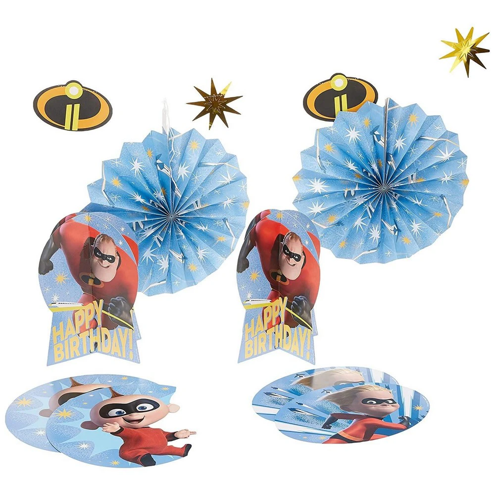 Incredibles 2 Logo Decoration Set (Pack of 9) (Blue/Red/Yellow) - SG26297