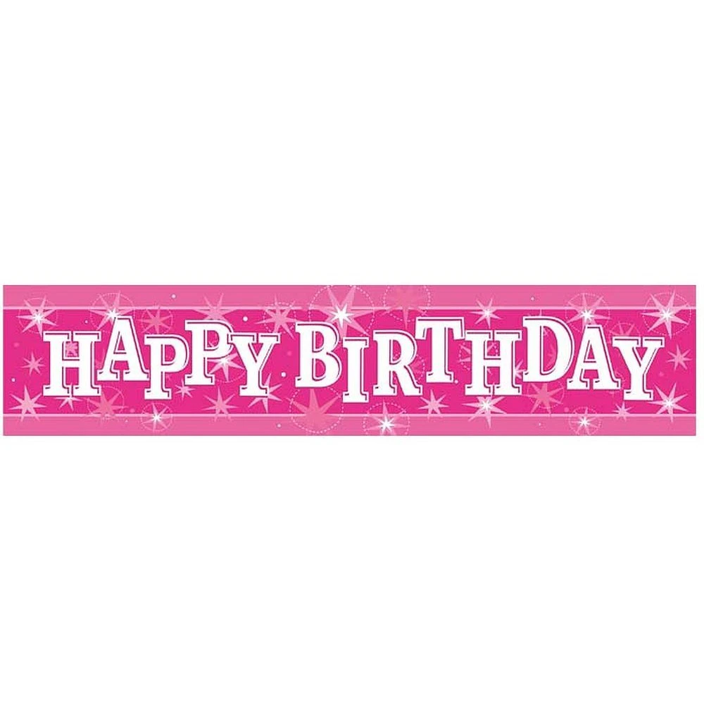 Pioneer Europe Foil Sparkle Happy Birthday Banner (Pink) - SG28337