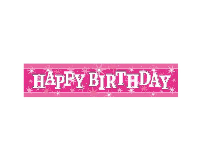 Pioneer Europe Foil Sparkle Happy Birthday Banner (Pink) - SG28337