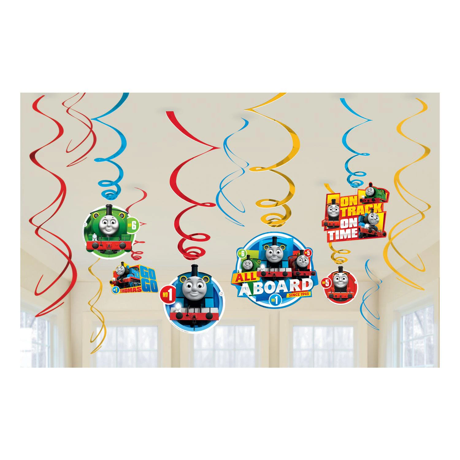 Thomas And Friends Swirl Streamers (Pack of 12) (Red/Yellow/Blue) - SG22935