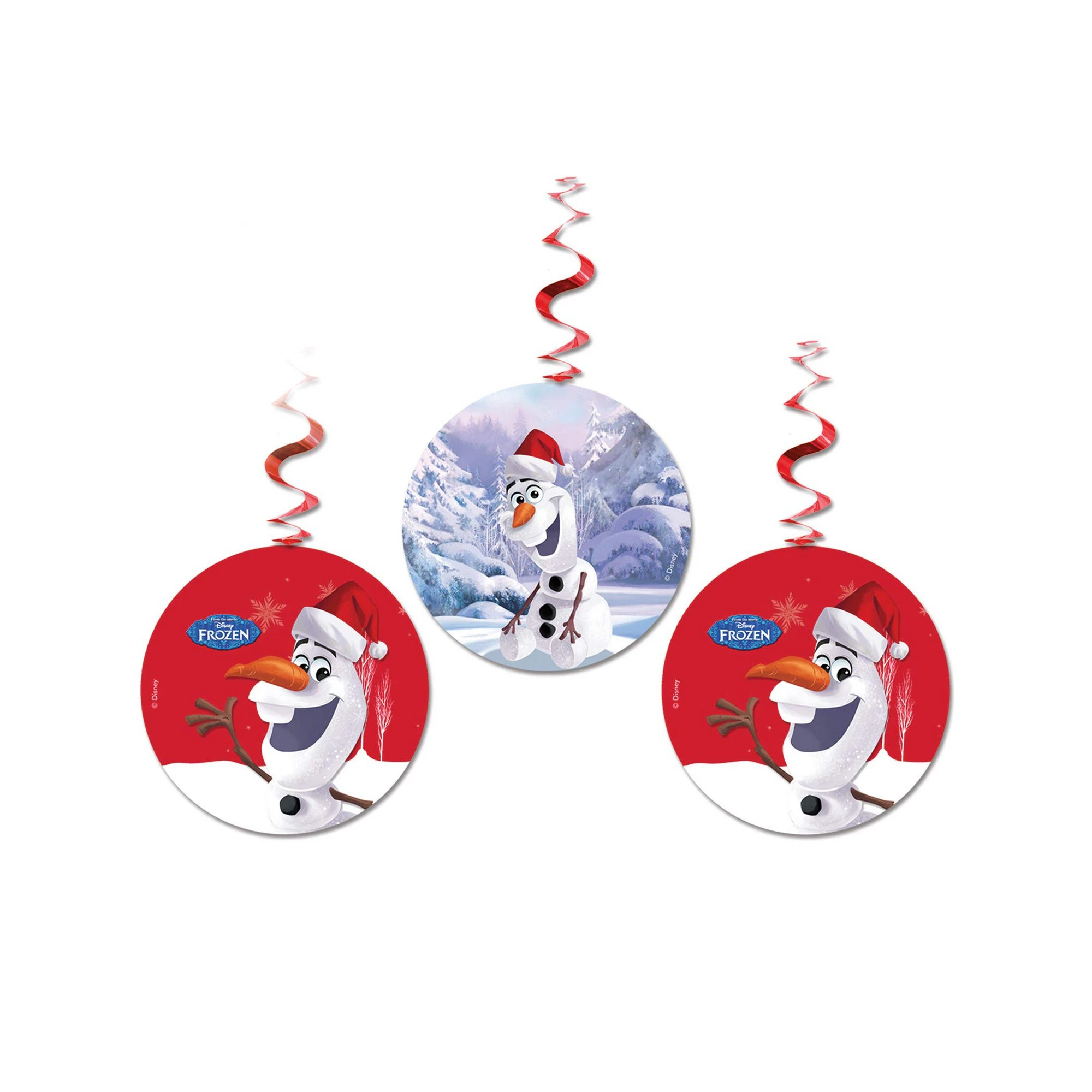 Frozen Swirl Olaf Christmas Hanging Decoration (Pack of 3) (Red/White/Blue) - SG30491