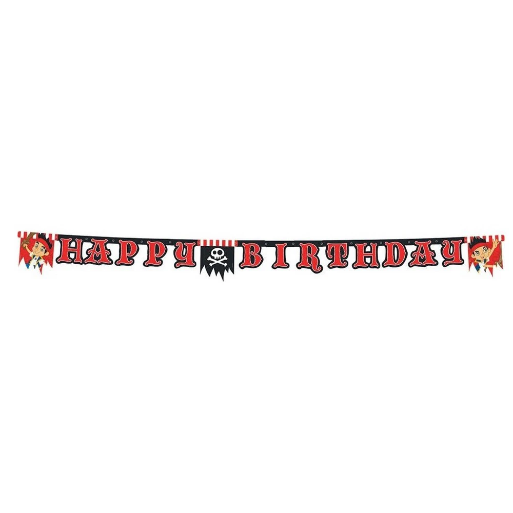 Jake And The Never Land Pirates Happy Birthday Banner (Red/Black/White) - SG28840