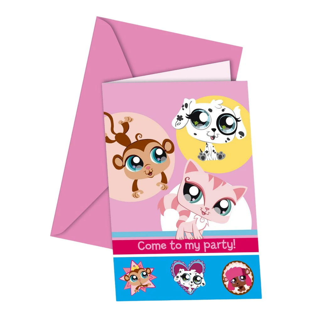 Littlest Pet Shop Pets Party Invitations (Pack of 6) (Pink/Blue) - SG33347