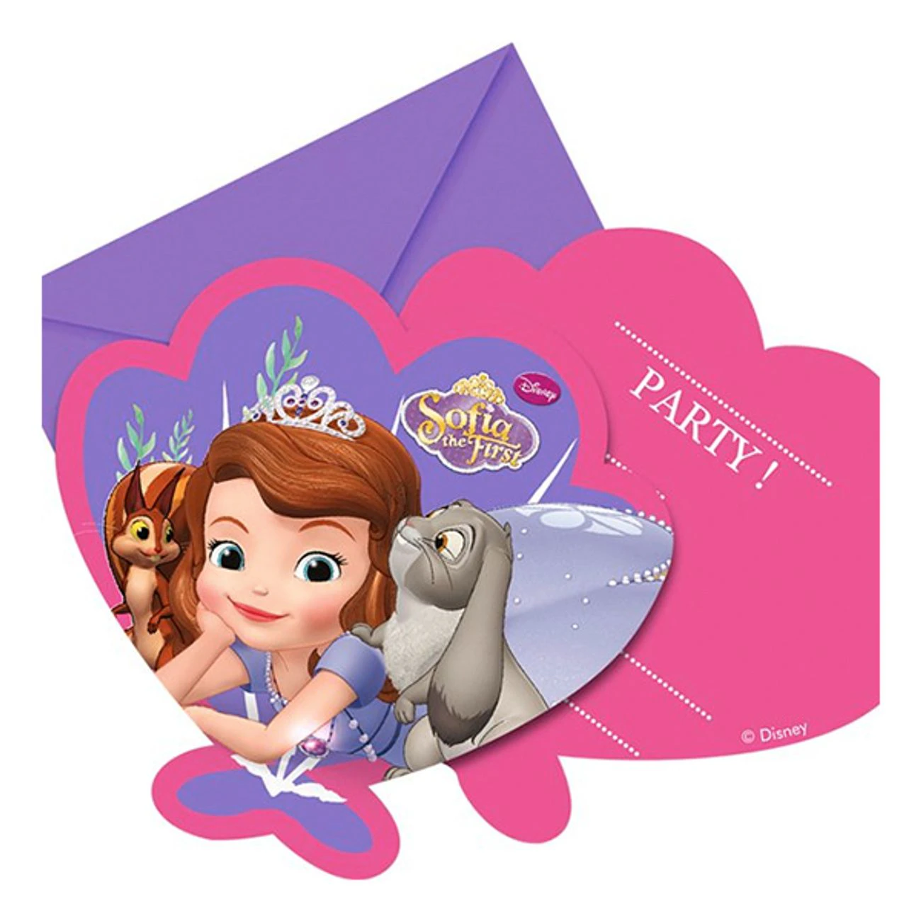 Sofia The First Invitations (Pack of 6) (Pink/Purple/White) - SG34138