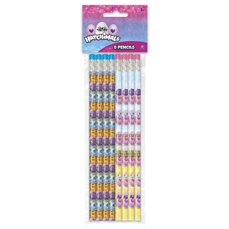 Hatchimals Character Pencil With Eraser (Pack of 8) (Multicoloured) - SG25234