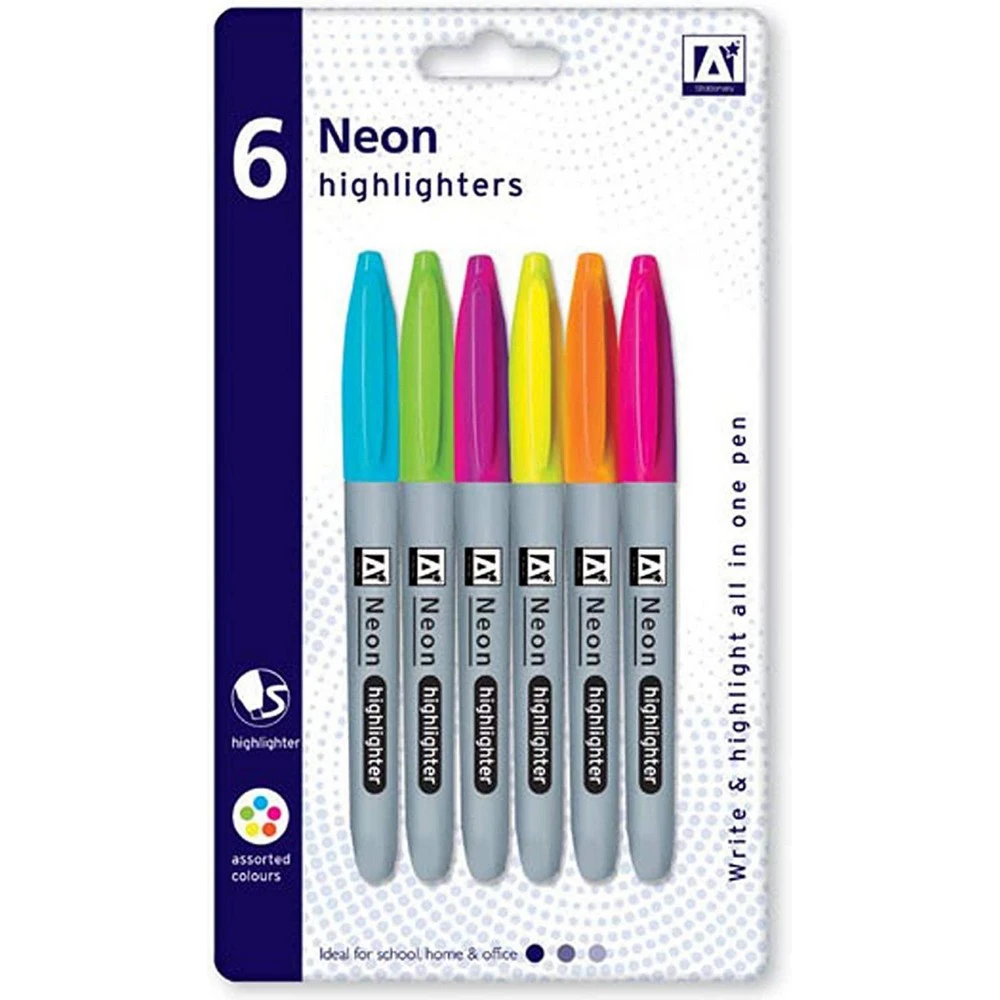 The Design Group Neon Highlighter Pen (Pack of 6) (Multicoloured) - SG23476