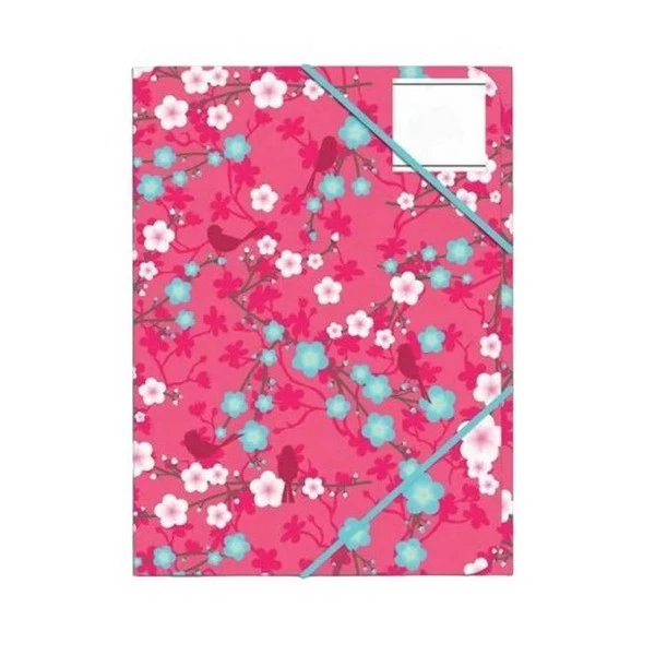 Anker Cherry Blossom Elasticated A4 Carry File (Pink/Blue) - SG31552