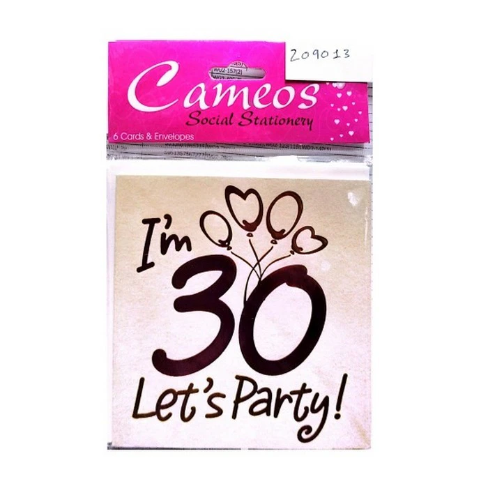 Cameos I´m 30th Lets Party Invitations (Pack of 6) (White/Black) - SG34118