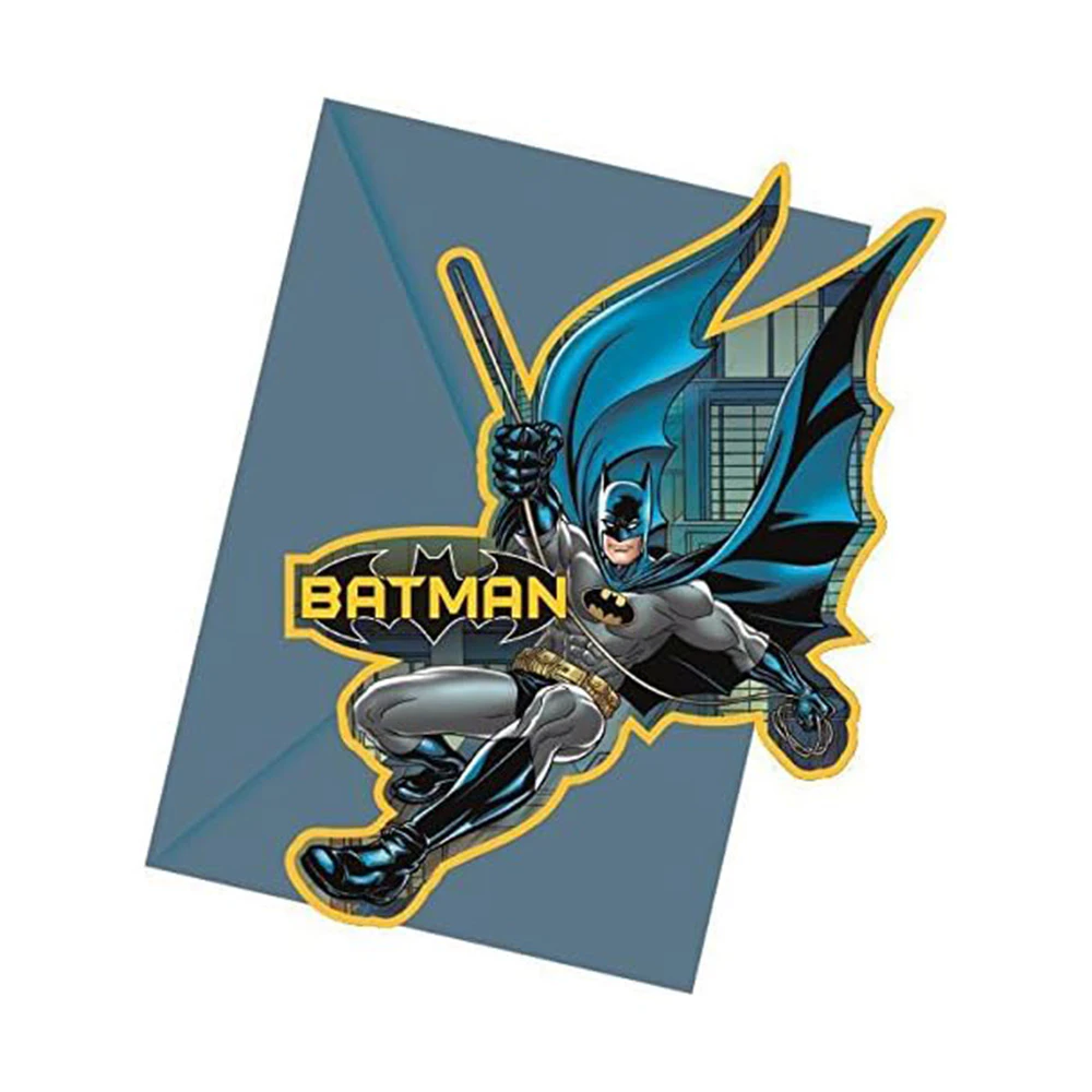 Batman Shaped Invitations (Pack of 6) (Blue/Yellow) - SG35415