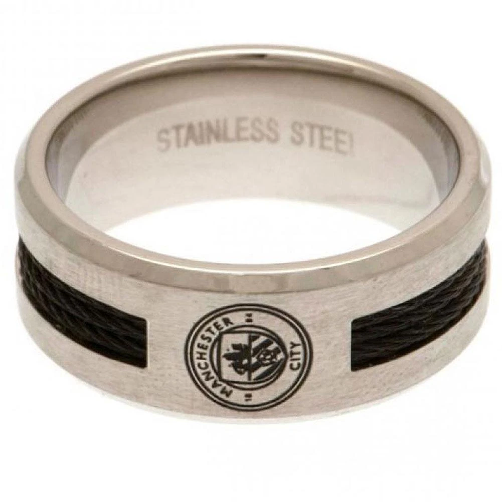 Manchester City Fc Black Inlay Ring (Silver) - TA1717