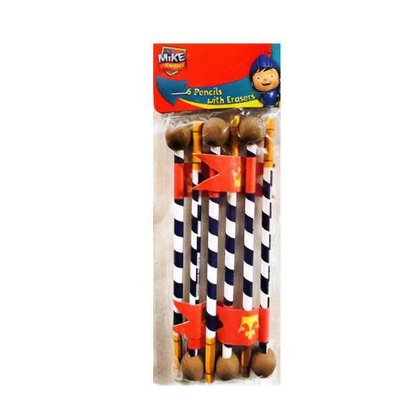 Mike The Knight Pencil With Eraser (Pack of 6) (White/Brown/Navy) - SG34775