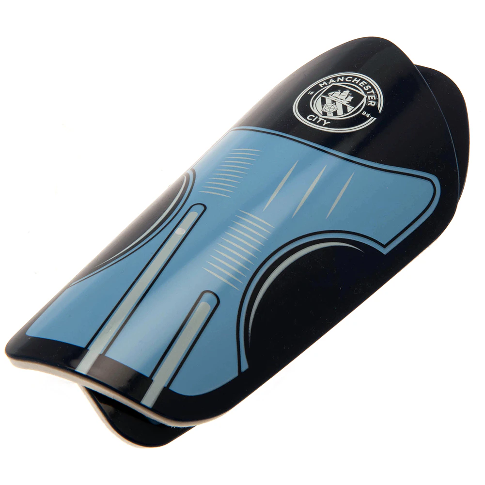 Manchester City FC Childrens/Kids Crest Shin Guards (Blue/Black) - TA10147