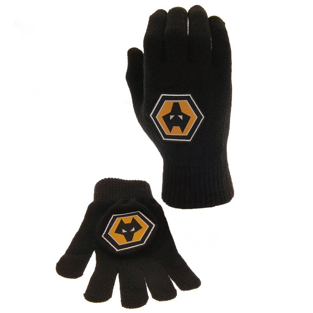 Wolverhampton Wanderers FC Childrens/Kids Knitted Gloves (Black/Yellow) - TA11112