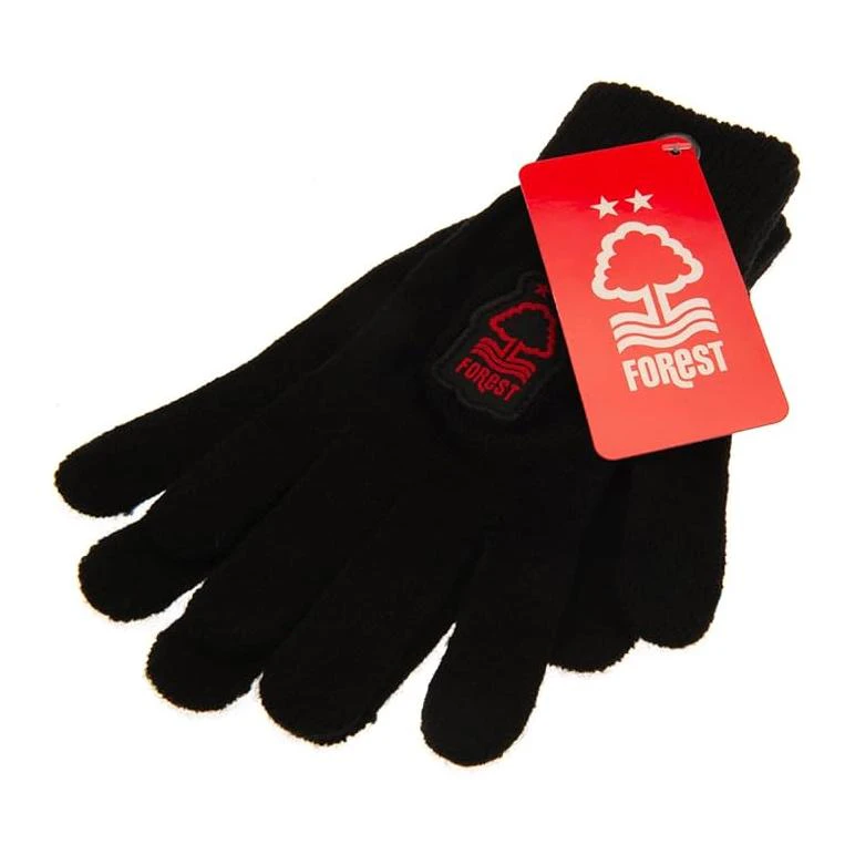 Nottingham Forest FC Childrens/Kids Knitted Crest Gloves (Black/Red) - SG31414