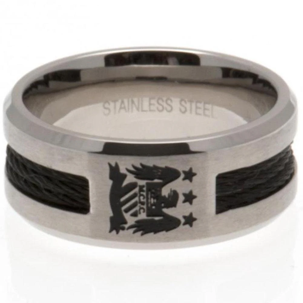 Manchester City FC Inlay Ring - Medium (Black) - TA3849