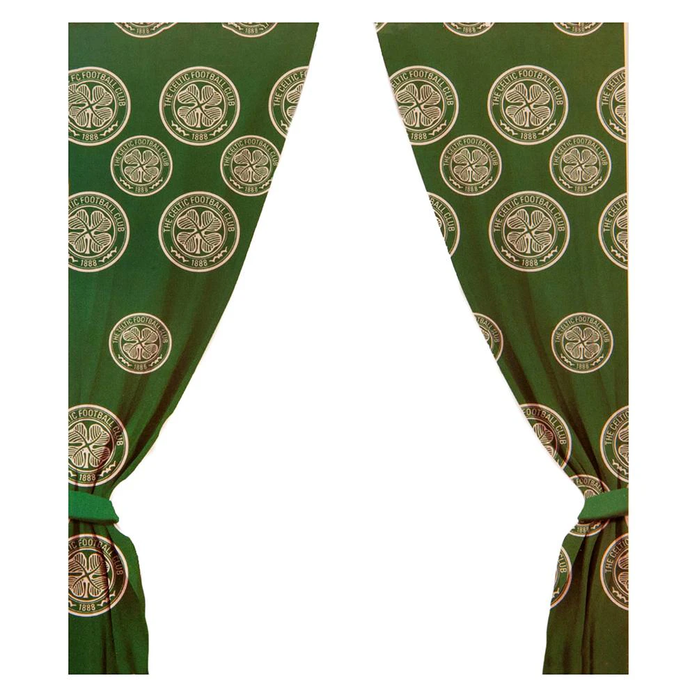 Celtic FC Repeat Logo Curtains (Green/Cream) - TA8763