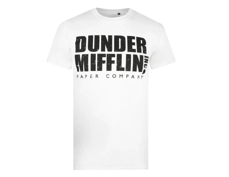 The Office Mens Dunder Mifflin Logo T-Shirt (White/Black) - TV1256