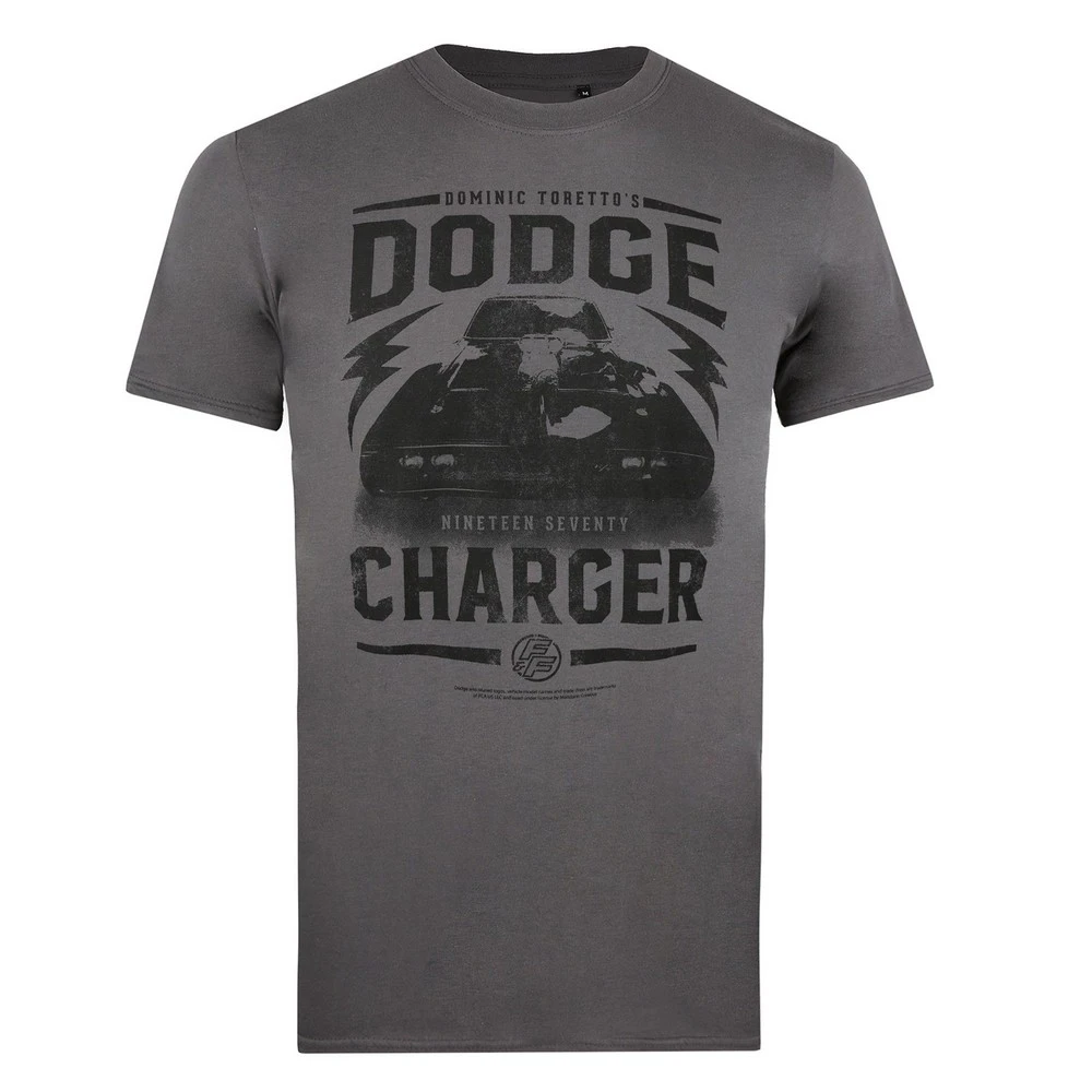 Fast & Furious Mens Dodge Charger T-Shirt (Charcoal) - TV1466