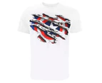 Captain America Mens Torn T-Shirt (White/Blue/Red) - TV716