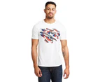 Captain America Mens Torn T-Shirt (White/Blue/Red) - TV716