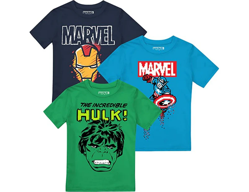 Marvel Avengers Boys Characters T-Shirt (Pack Of 3) (Multicoloured) - TV1988