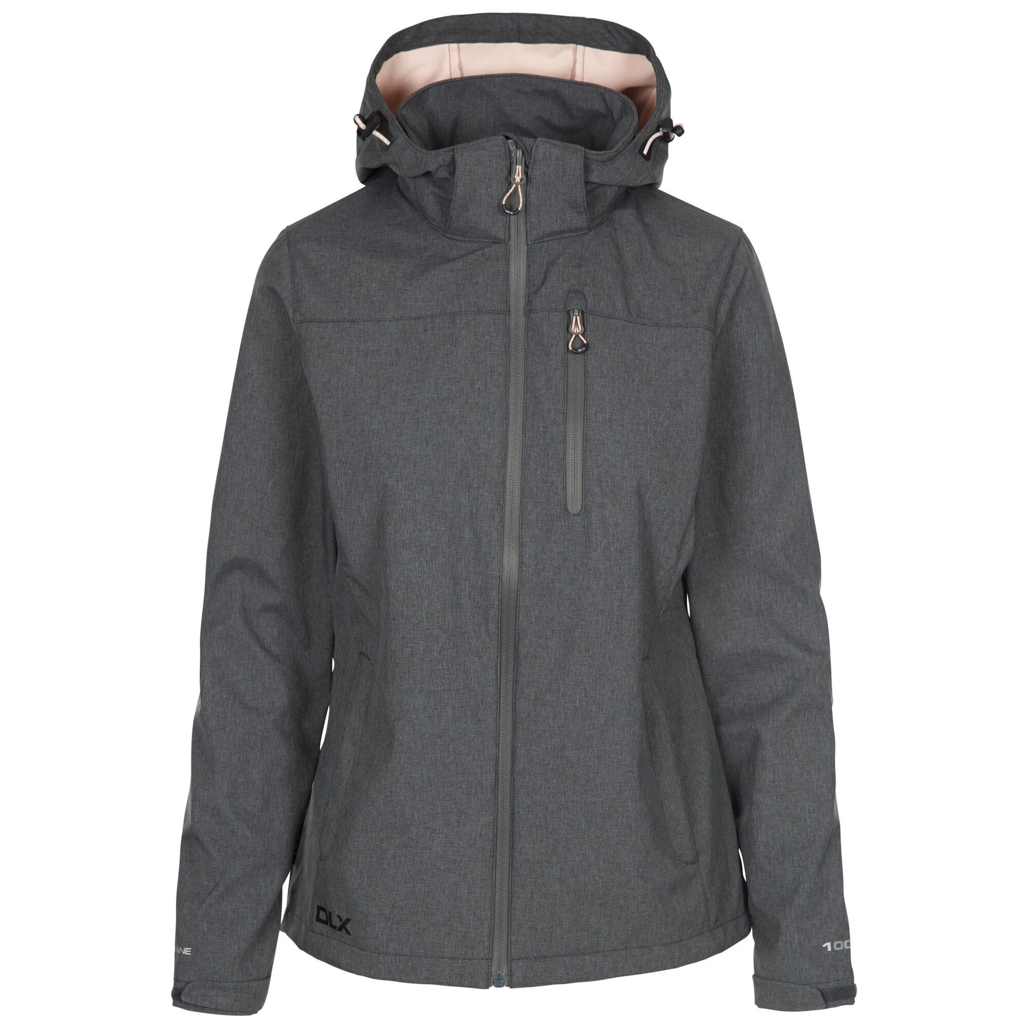 Trespass Womens Claren II Waterproof Softshell Jacket (Dark Grey/Blush Marl) - TP4615