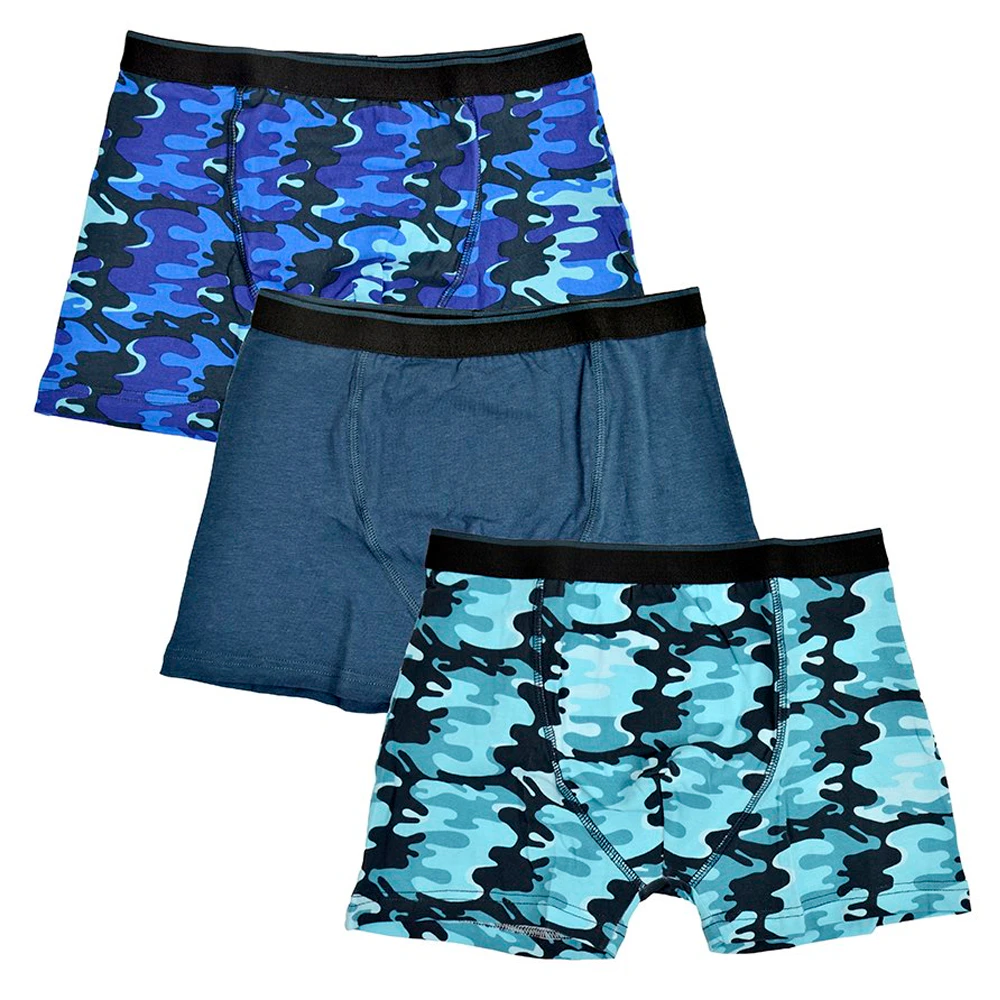 Tom Franks Boys Camo Boxers (Pack Of 3) (Blue Camo) - UT971