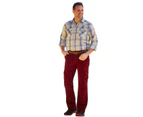 Atlas For Men Mens Corduroy Elasticated Waist Cargo Trousers (Burgundy) - AF1009