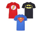 DC Comics Childrens/Kids T-Shirt (Pack of 3) (Red/Black/Blue) - TV1344