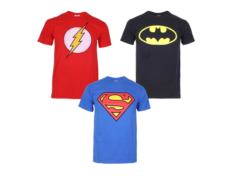 DC Comics Childrens/Kids T-Shirt (Pack of 3) (Red/Black/Blue) - TV1344