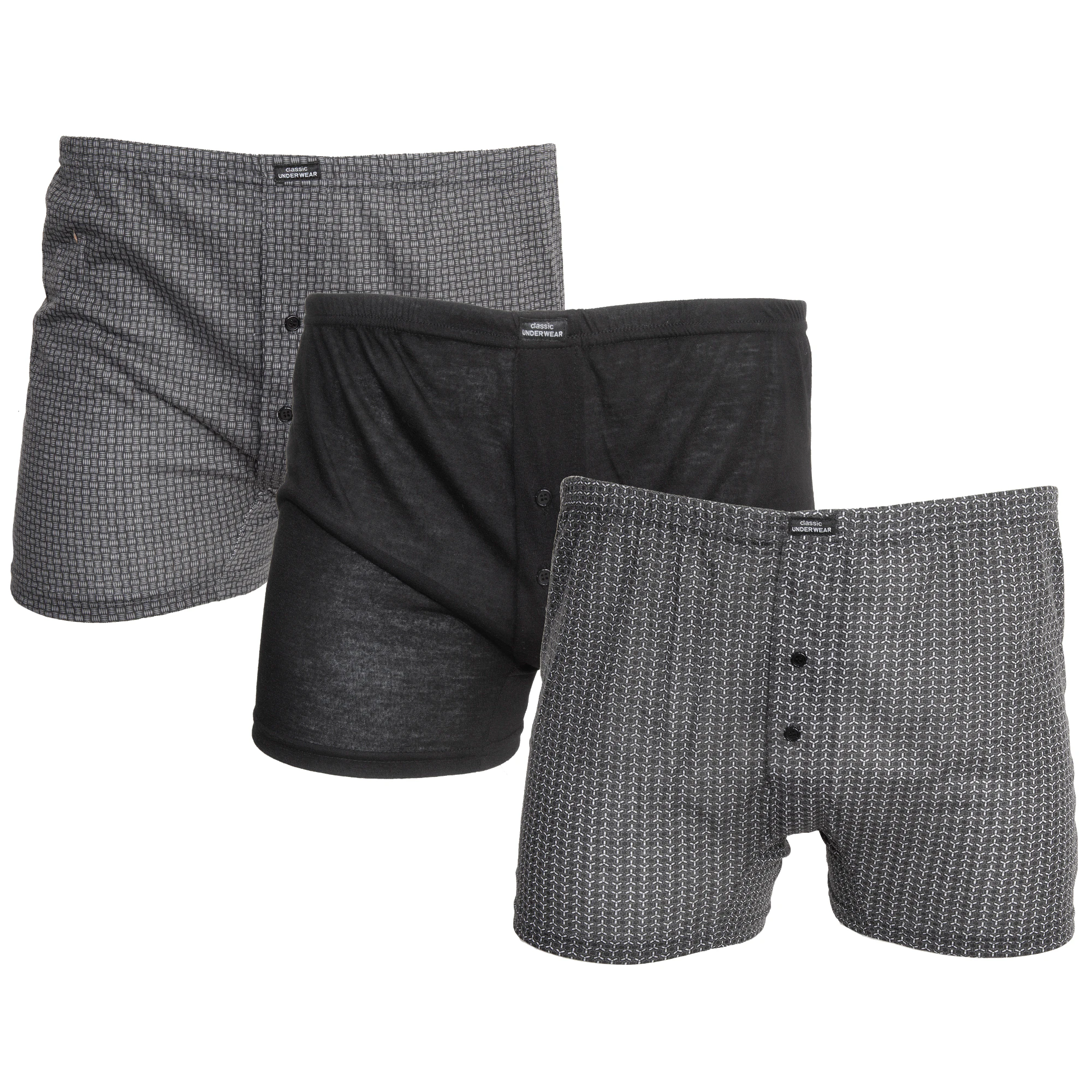 Tom Franks Mens Patterned Jersey Boxer Shorts (3 Pairs) (Grey) - UT554