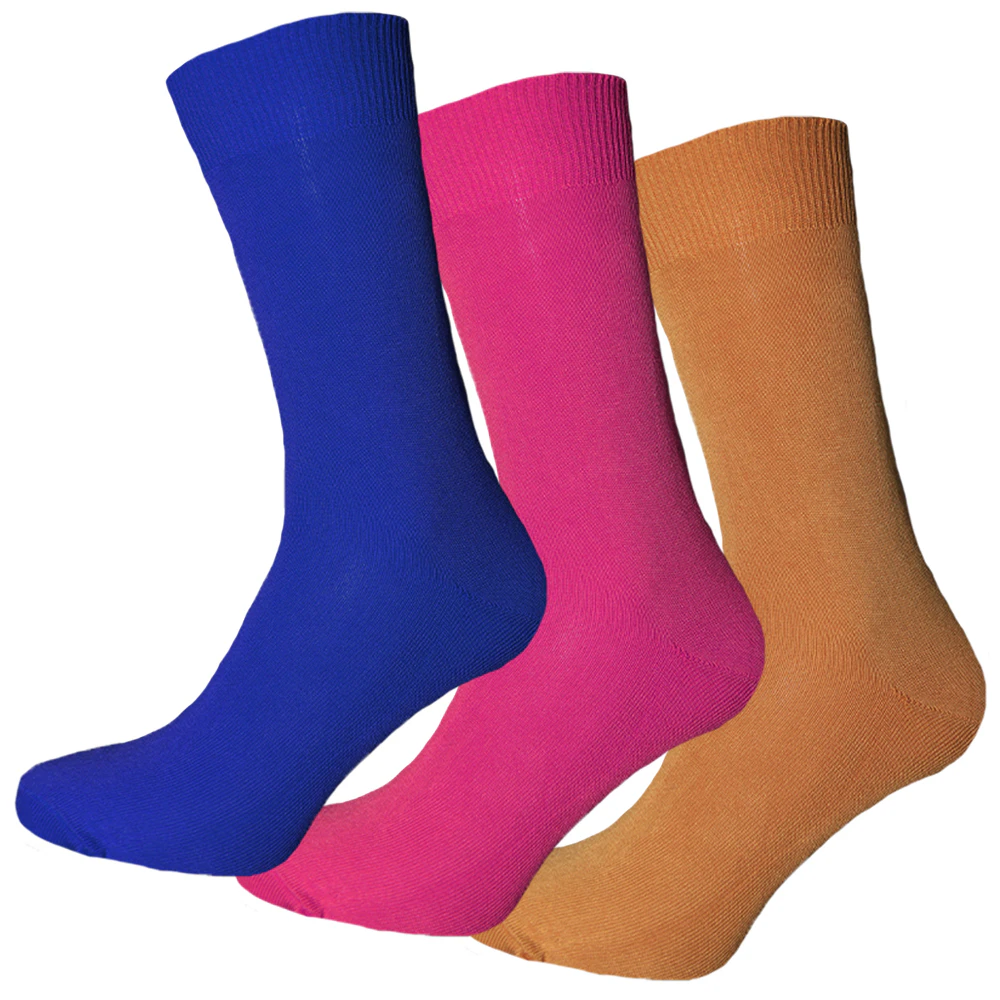 Simply Essentials Mens Bamboo Socks (Pack Of 3) (Royal/Pink/Mustard) - UT1736