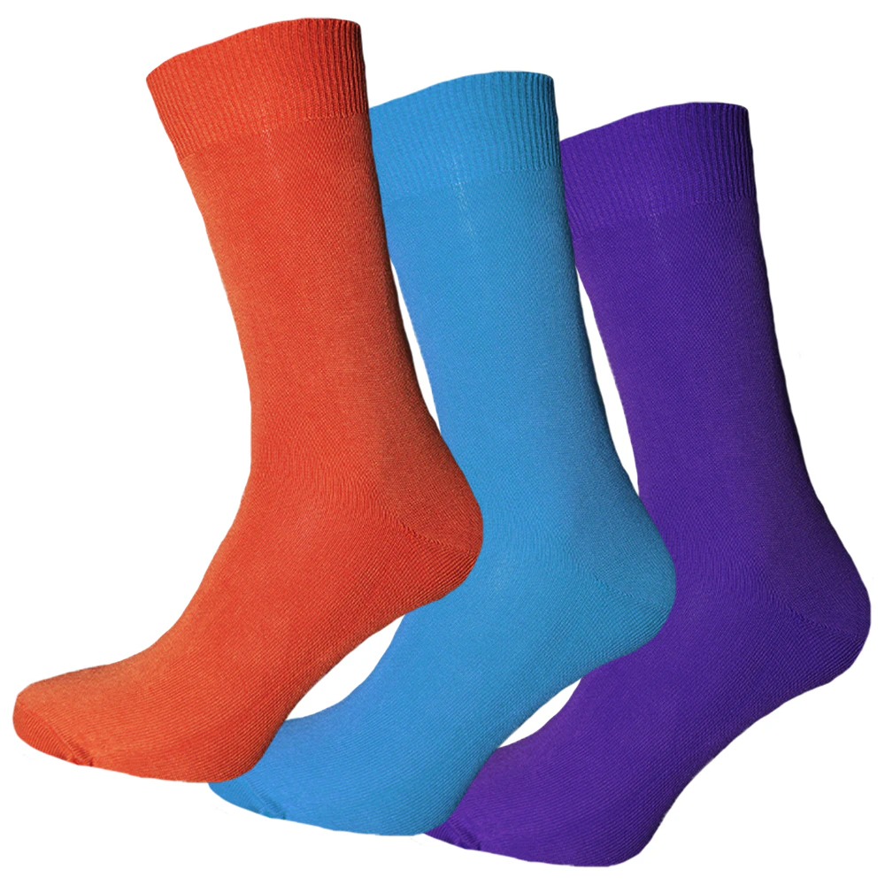 Simply Essentials Mens Bamboo Socks (Pack Of 3) (Orange/Blue/Purple) - UT1736