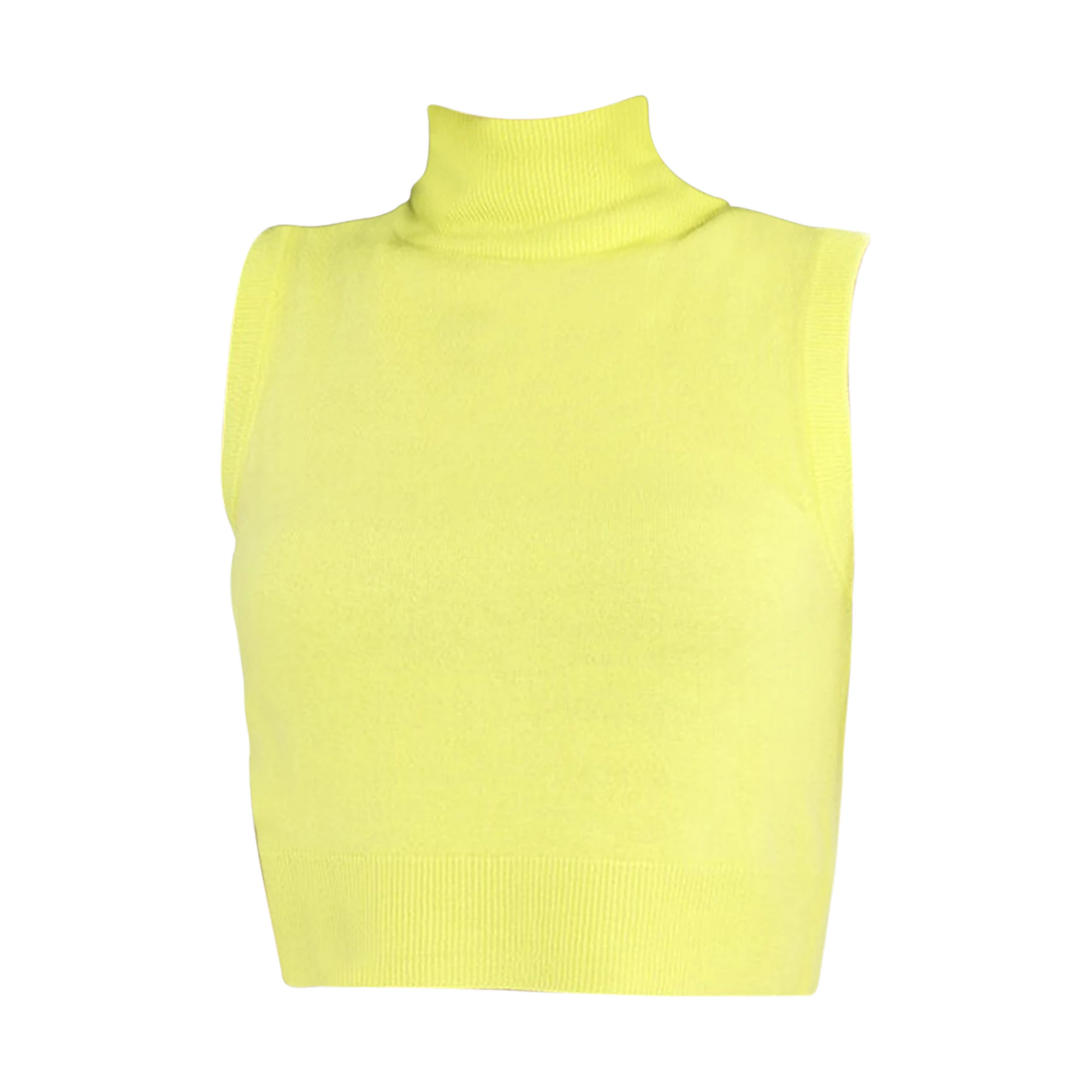 Brave Soul Womens Cashmilon Turtle Neck Crop Top (Lime) - UT1316