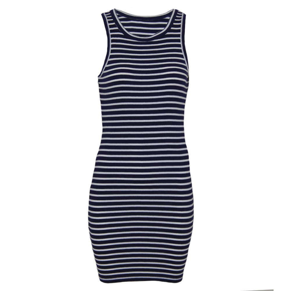 Brave Soul Womens Sleeveless Striped Mini Dress (Navy) - UT1707