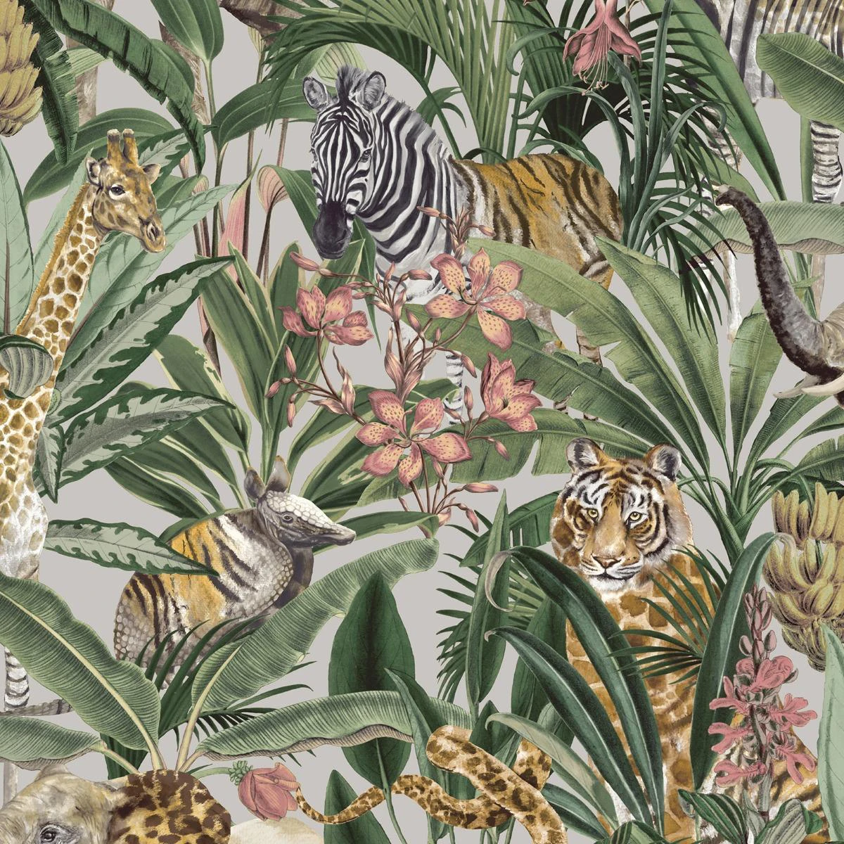 Holden Décor Safari Fusion Animals Wallpaper (Grey/Silver) - AG2240