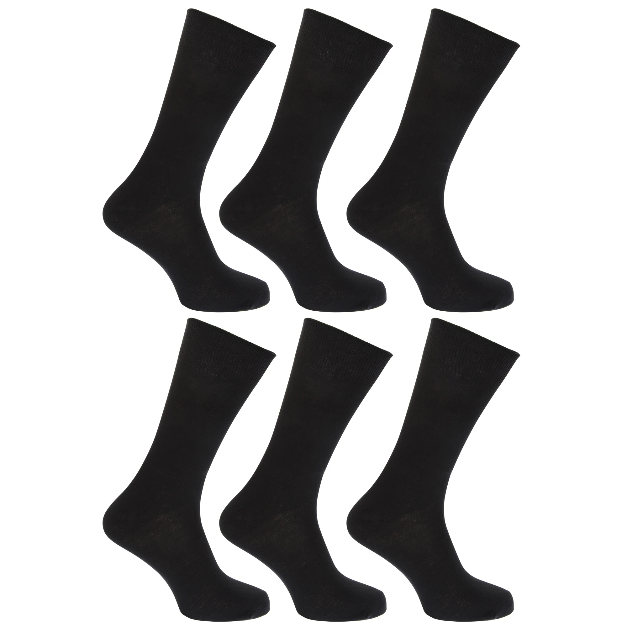 FLOSO Womens Plain 100% Cotton Socks (Pack Of 6) (Black) - W208