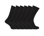 FLOSO Womens Plain 100% Cotton Socks (Pack Of 6) (Black) - W208