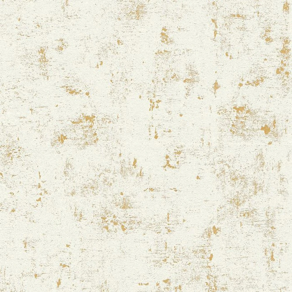 AS Creation Industrial Concrete Effect Textured Wallpaper (Metallic Gold/White) - AG902