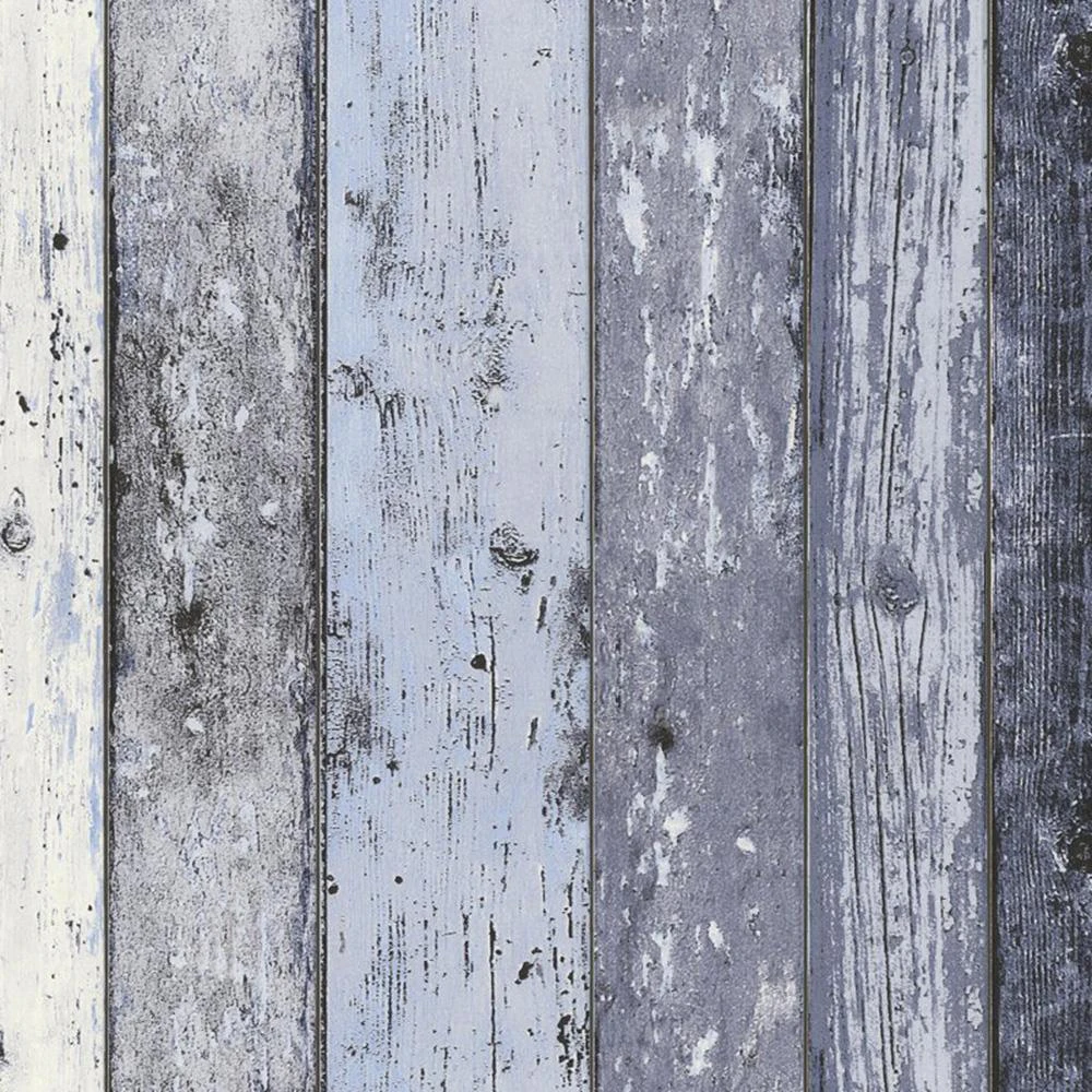 AS Creation Distressed Wood Panel Wallpaper (Blue) - AG745