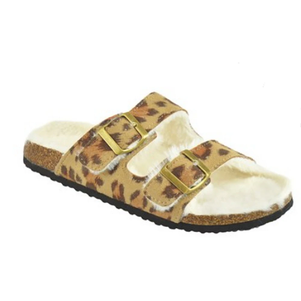 Slumberzzz Womens Leopard Print Double Strap Slippers (Beige) - UT1622