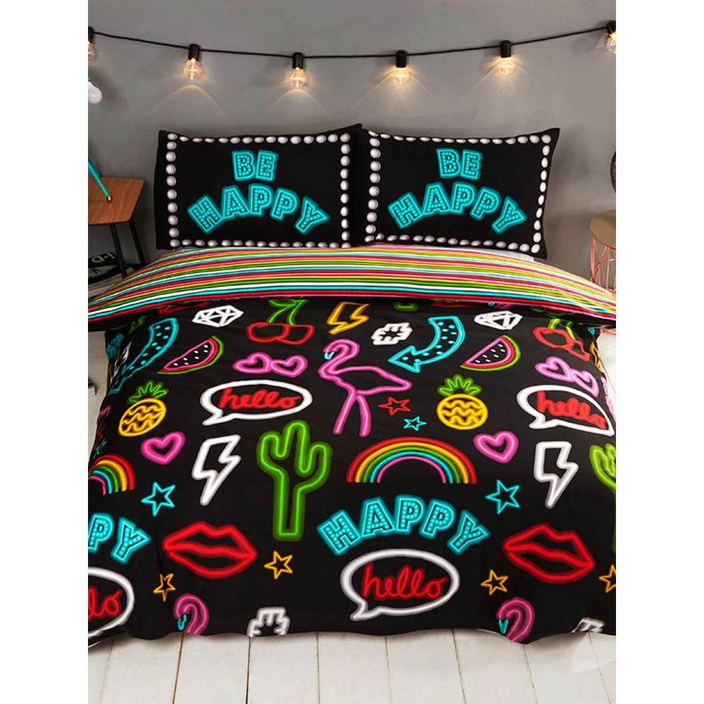 Rapport Be Happy Neon Duvet Cover Set (Multicoloured) - AG550