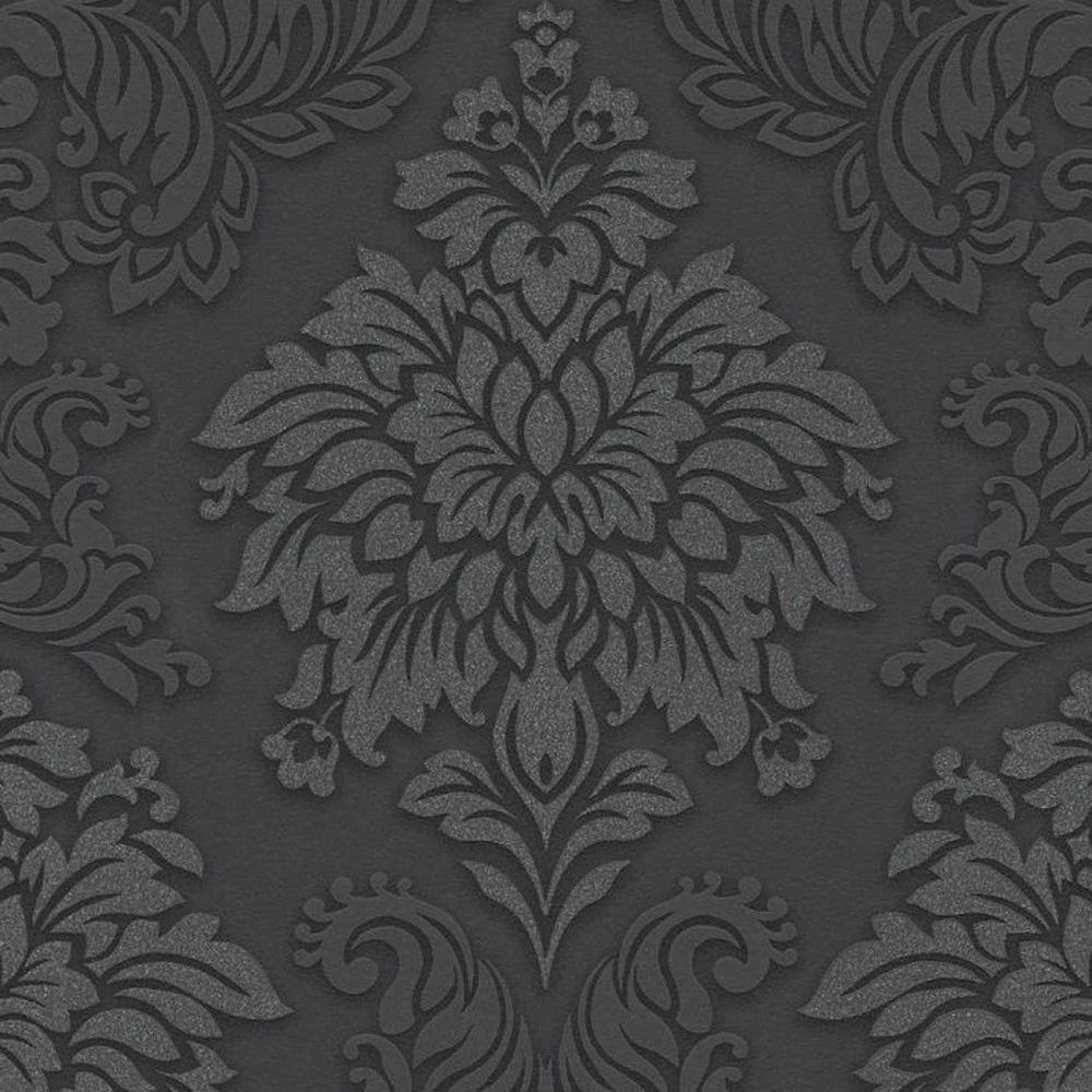 AS Creation Lizzy London Baroque Textured Wallpaper (Charcoal Grey) - AG1405