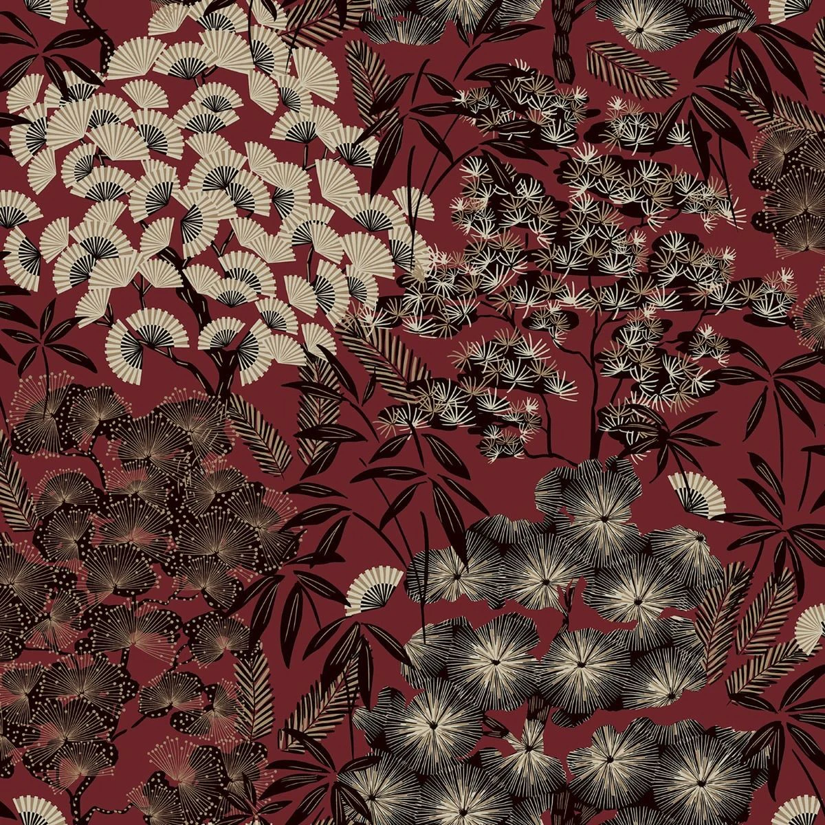 GrandDeco Ciara Leaf Wallpaper (Red) - AG2355