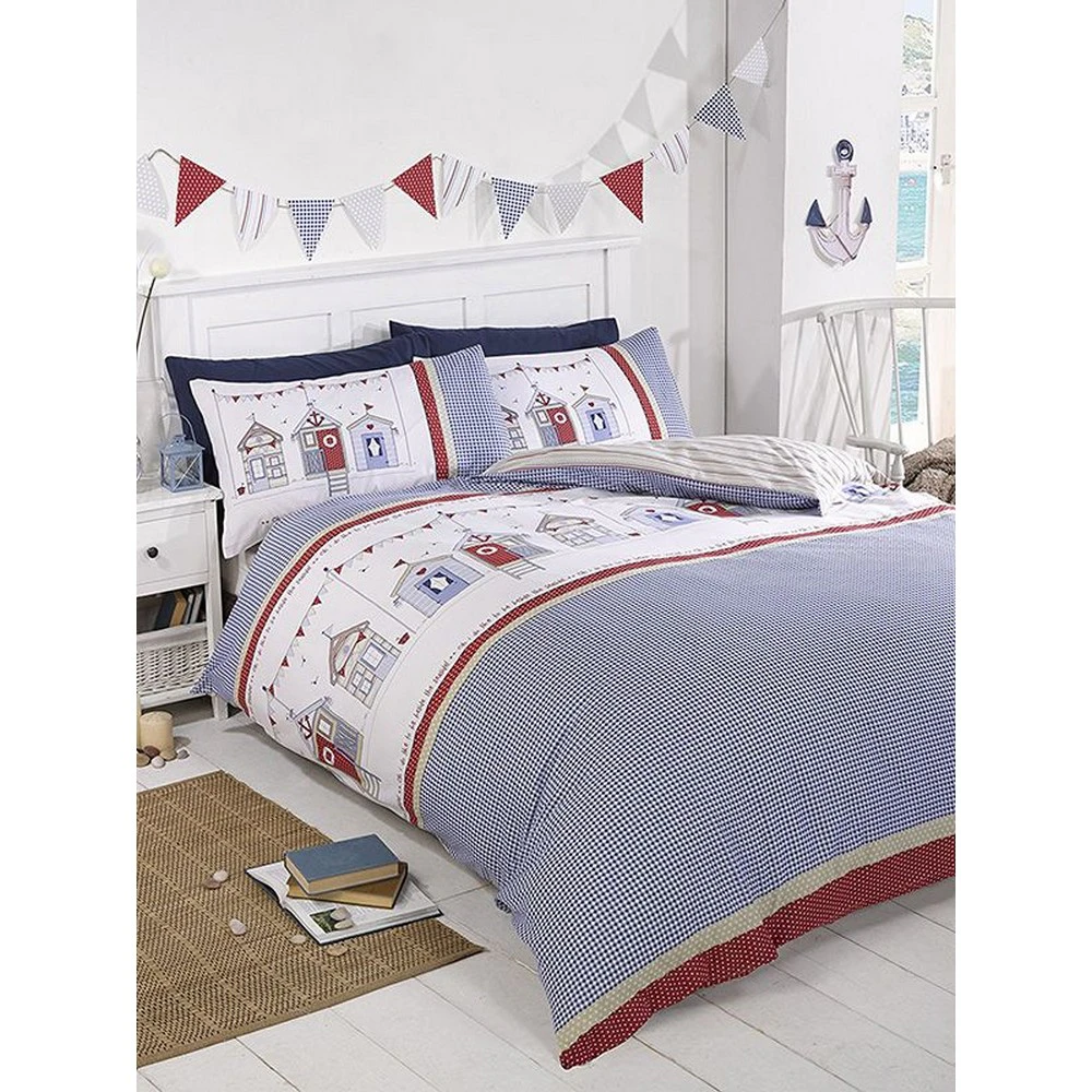 Rapport Beach Hut Duvet Cover Set (Blue/White/Red) - AG1099