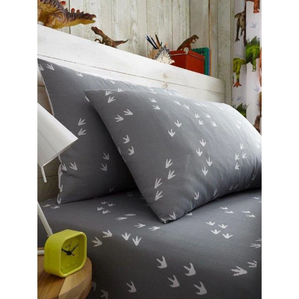 Rawrsome Dinosaur Fitted Bed Sheet Set (Grey/White) - AG1988