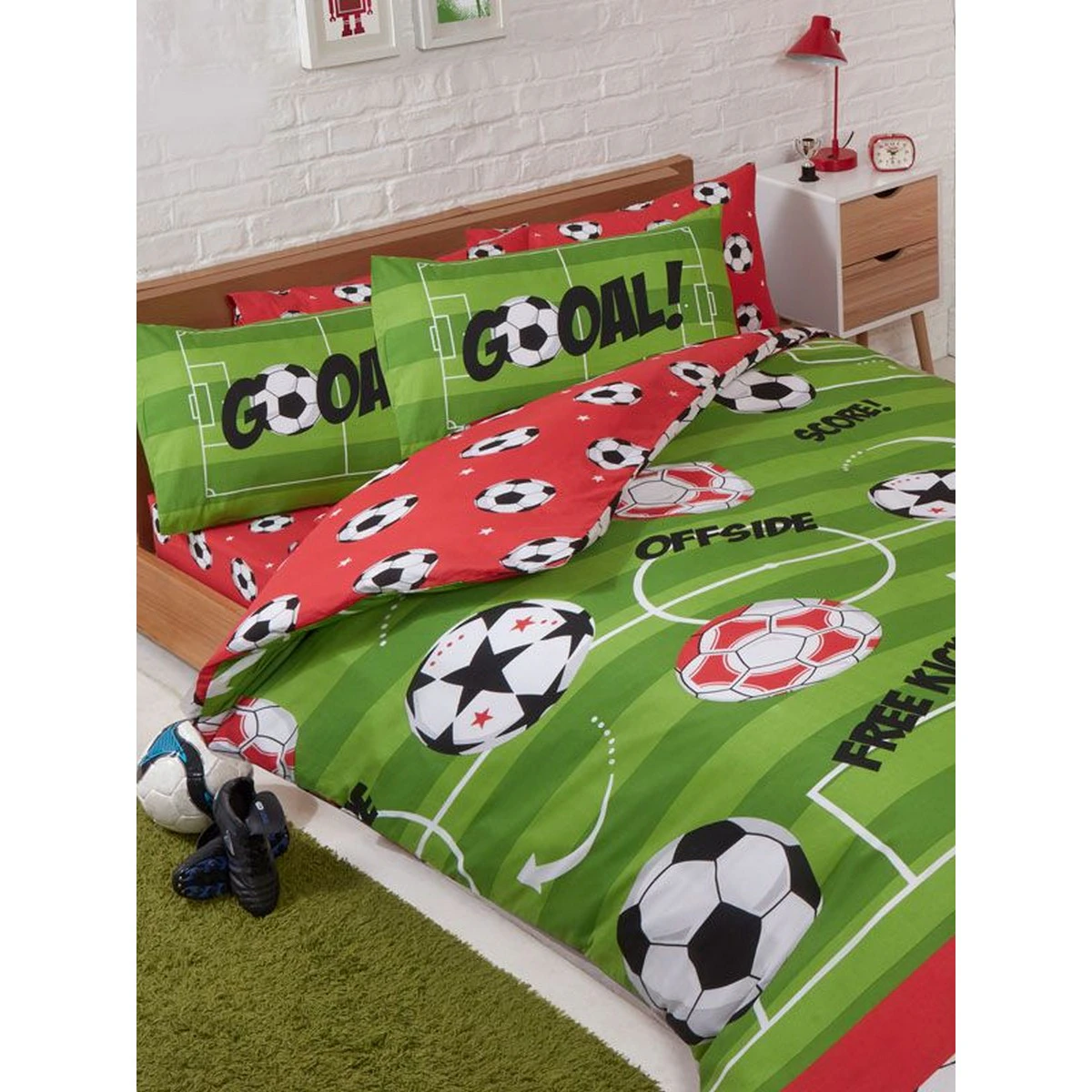 Bedding & Beyond Football Duvet Cover Set (Red/Green) - AG2198