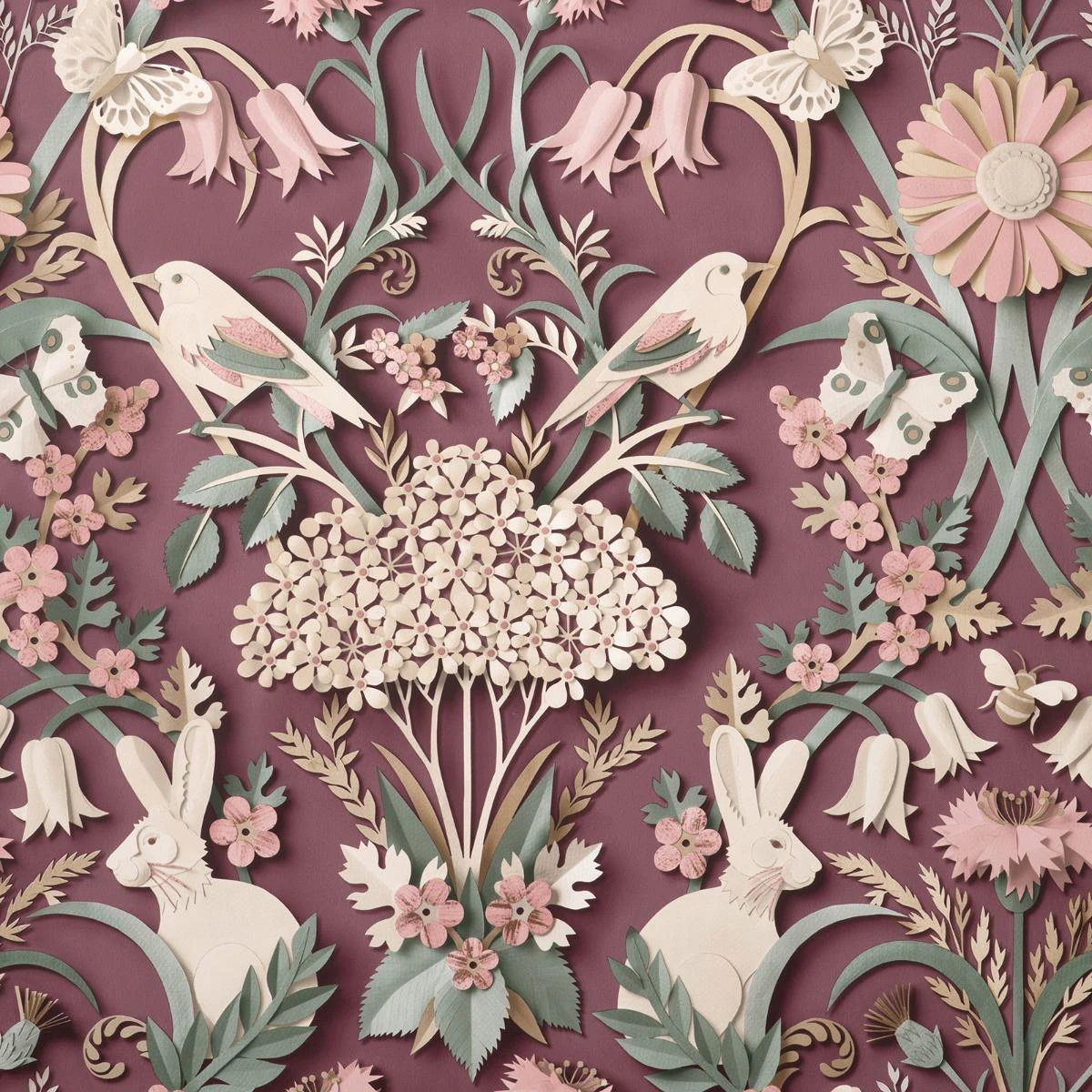 Fine Decor Woodland Wallpaper (Plum) - AG685